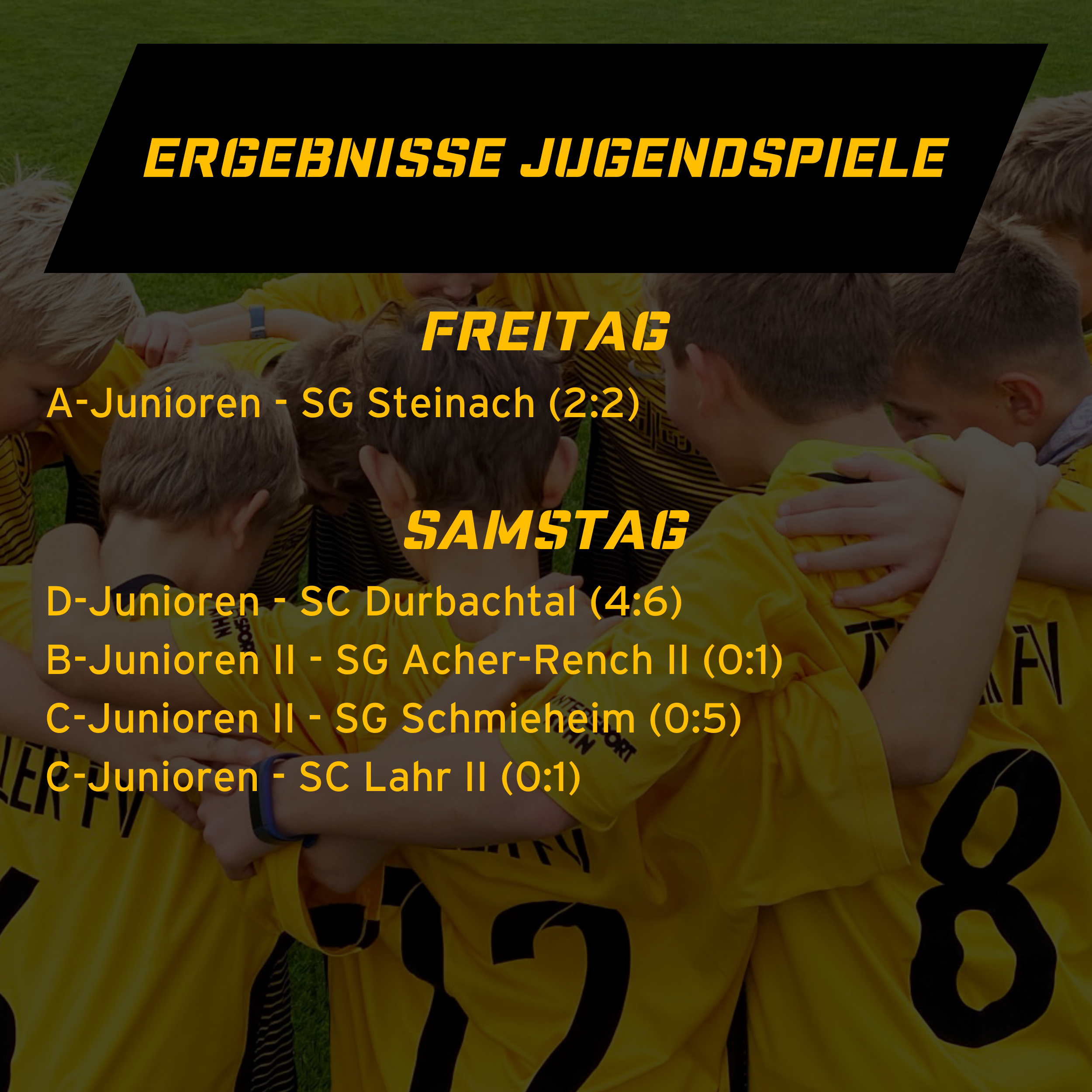 Ergebnisse der Jugendspiele vom Wochenende